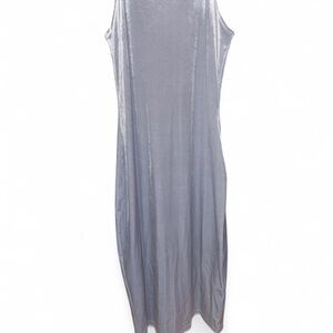 Elegant baby blue Silver corduroy Sleeveless Dress